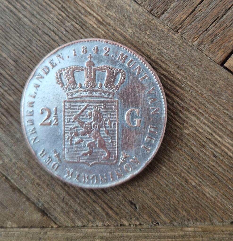 2,5 gulden munt uit 1842, Postzegels en Munten, Munten | Nederland, Ophalen of Verzenden, Koning Willem II, 2½ gulden, Losse munt