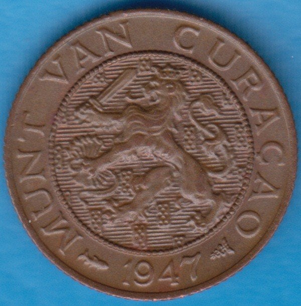Curaçao 1 cent 1947 Wilhelmina in munthouder, Scho. 1342, Ophalen of Verzenden, Koningin Wilhelmina, 1 cent, Losse munt