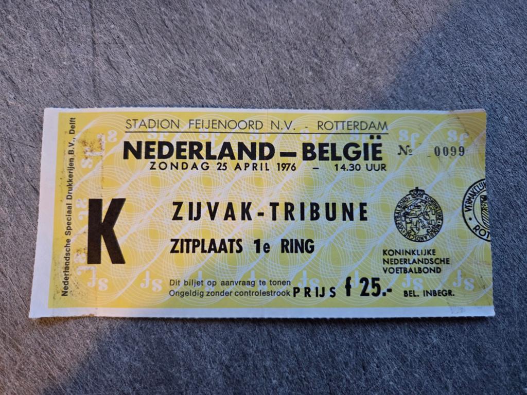 Origineel toegangsbewijs NL - België EK 1976, Losse kaart, Eén persoon