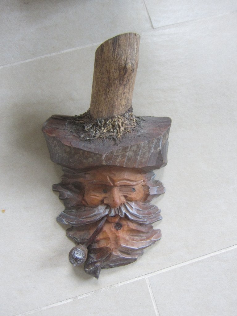decoratie BOOM GEZICHT JAGER WEZEN ECHT HOUT met pijp, Ophalen of Verzenden, Zo goed als nieuw