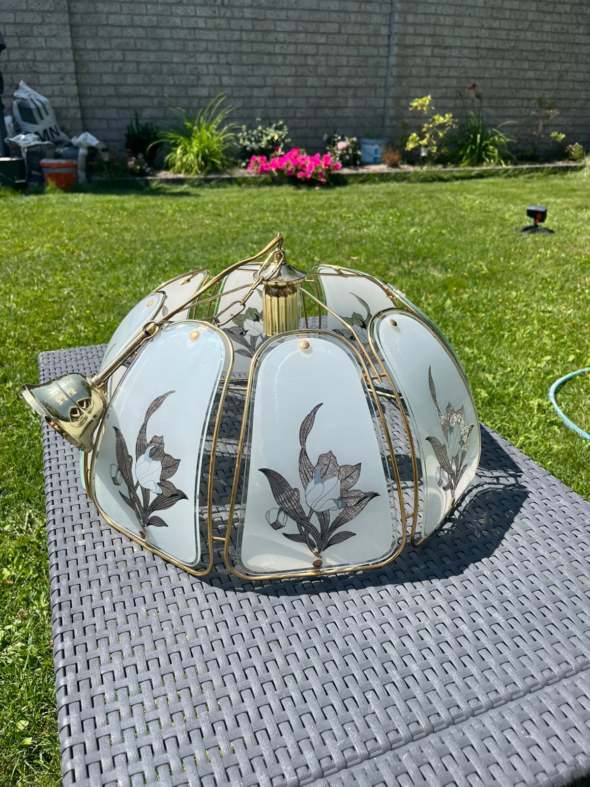 Hanglamp vintage, Hollywood Regency, Huis en Inrichting, Gebruikt, E27 (groot), Ophalen of Verzenden, Hollywood Regency