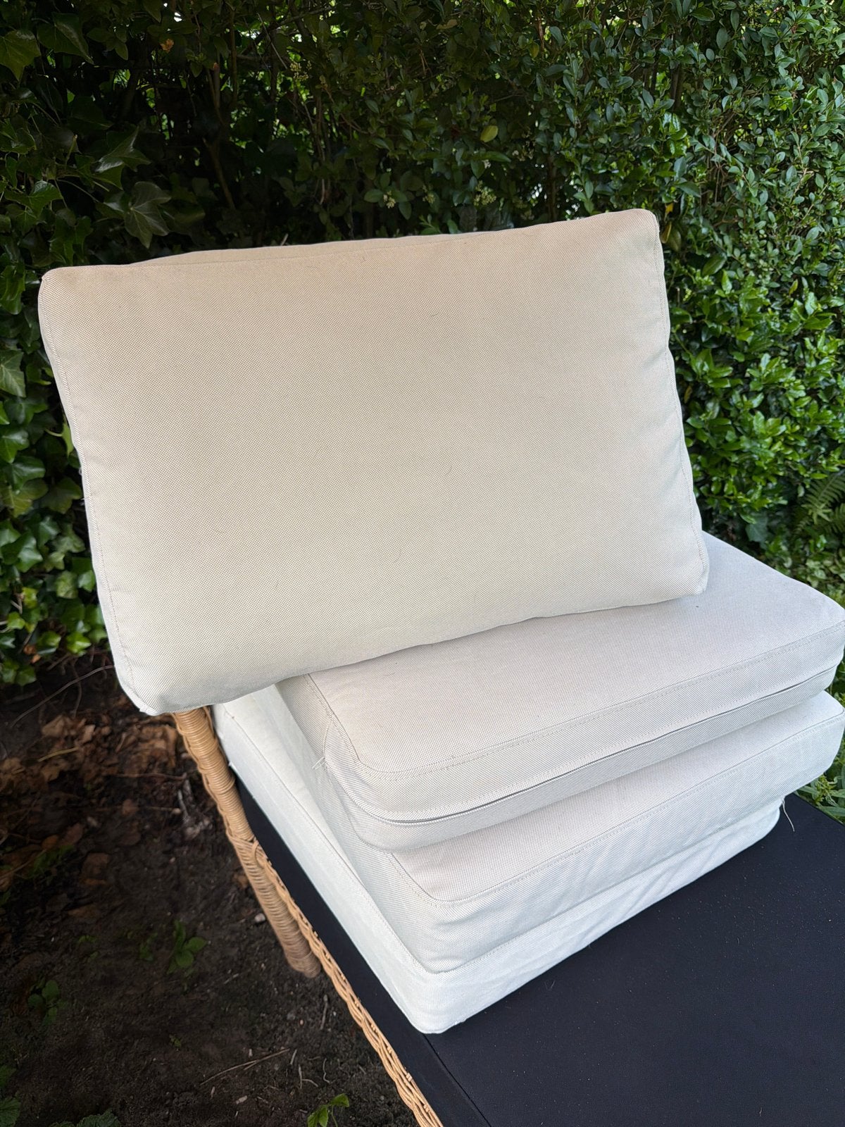 Ikea lounge kussen sets 3 sets en 3 losse rugkussens, Ophalen, Gebruikt, Beige, Rechthoekig