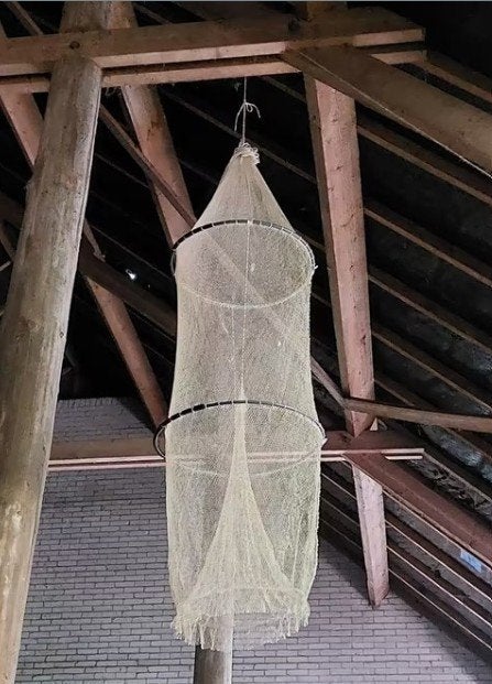 Oude vintage originele visfuik fuiklamp hanglamp ibiza decor, Ophalen of Verzenden, N, T, V