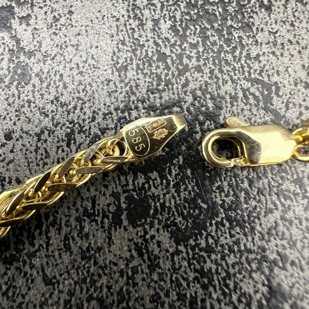 14k gouden armband vossenstaart schakel, Ophalen of Verzenden, Zo goed als nieuw, Goud