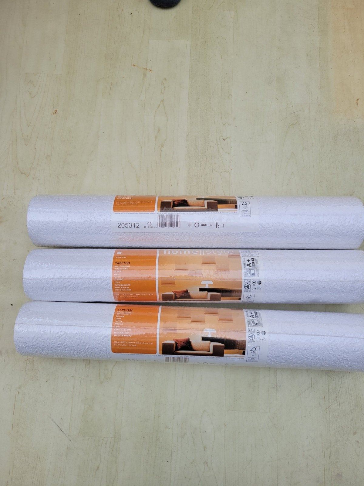 3 rollen wit vliesbehang - 15,96 m², Ophalen, Wit, Modern, Vliesbehang