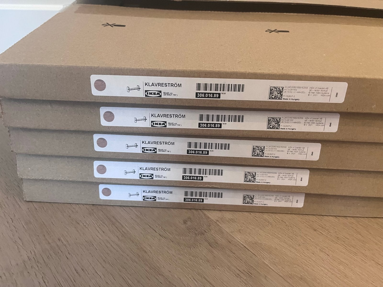 IKEA KLAVRESTRÖM Wandplank Eiken 60x20 cm (5 stuks), Ophalen, Nieuw