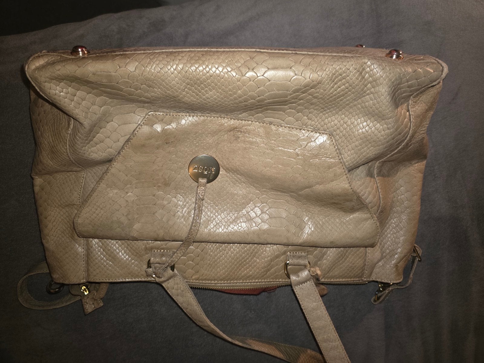 Mōsz Laptoptas 15.6 inch taupe - Rundleder, Ophalen of Verzenden, Zo goed als nieuw, Beige