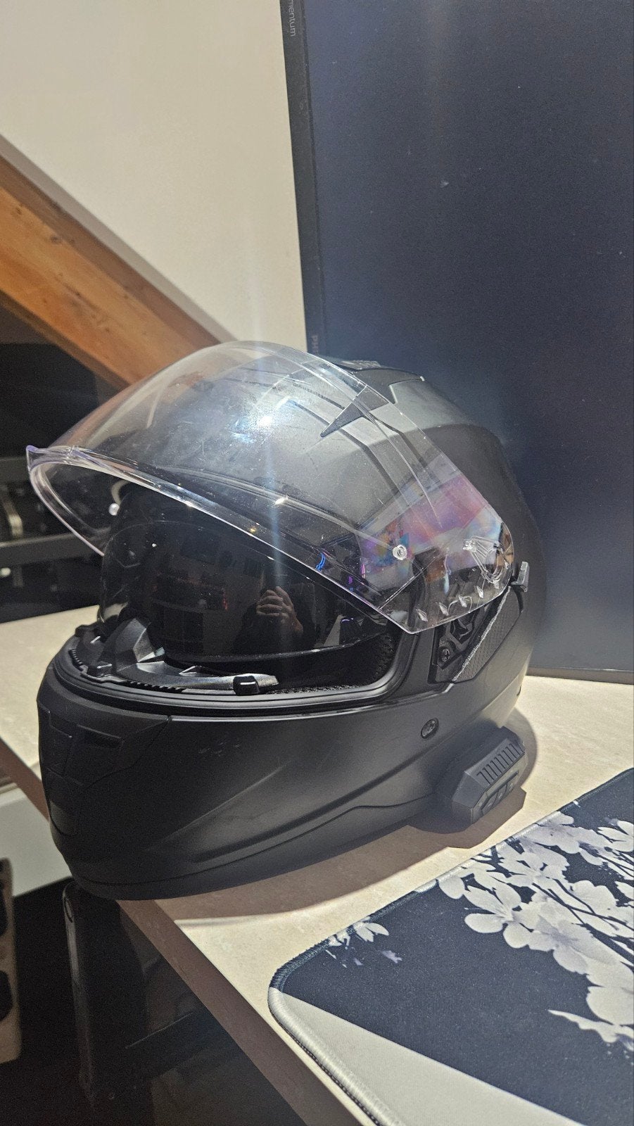 Zwarte scooter/motorhelm met Bluetooth headset - Maat M, Overige merken, M, Dames, Ophalen of Verzenden