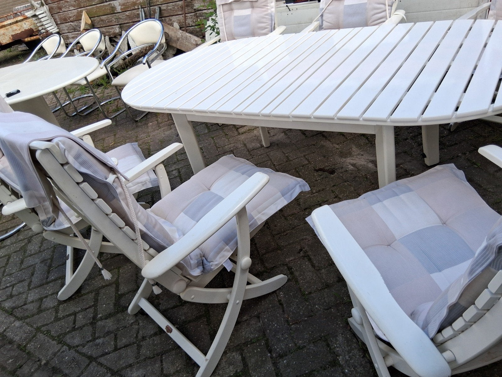 Prachtige  zes delig  Herlag  top kwaliteit  tuinset, Ophalen, Zo goed als nieuw, 6 zitplaatsen