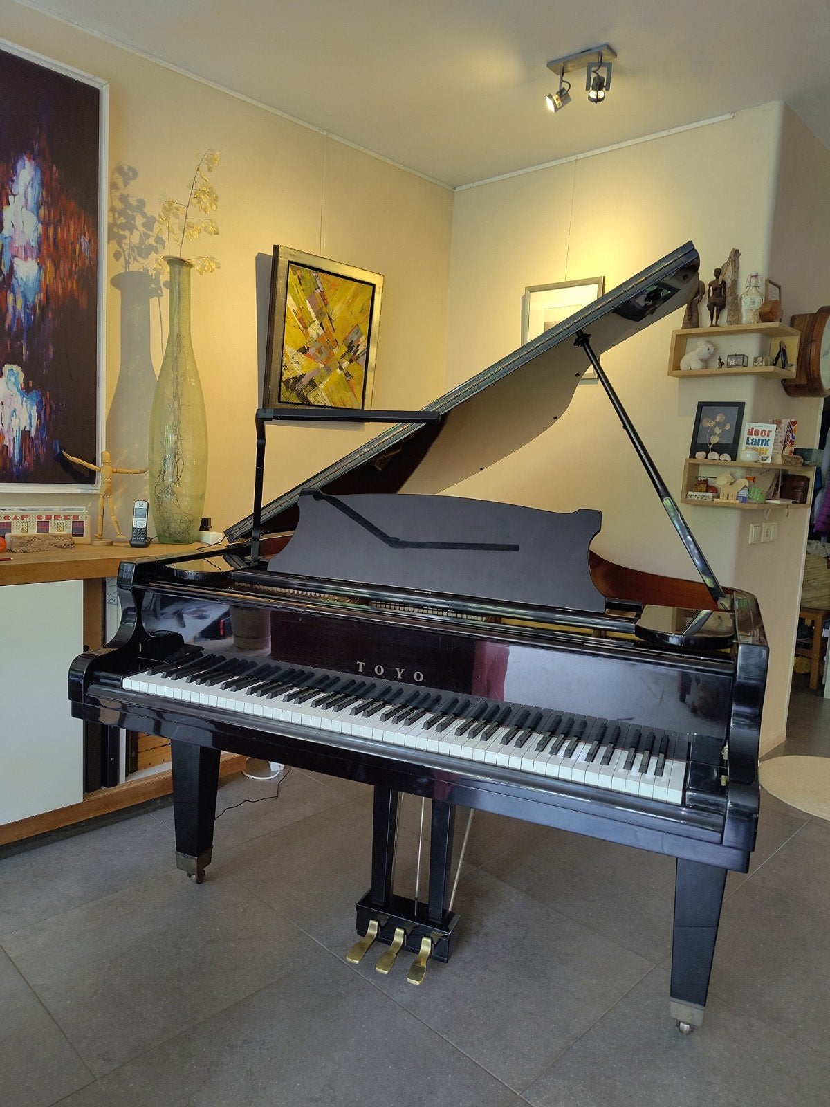 Vleugel - merk Toyo - zwart - 185 x 149 cm - 1980, Ophalen, Gebruikt, Zwart, Hoogglans