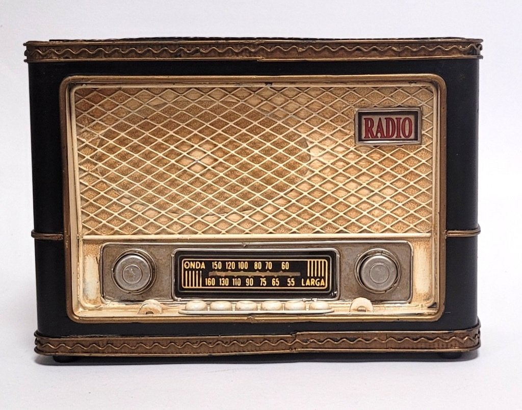 Bruine Retro Radio spaarpot miniatuur van metaal decoratie