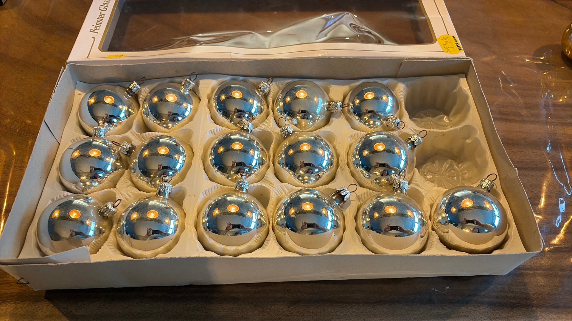 Vintage Glazen Kerstballen Thüringen  Zilver Glans Jaren '90, Diversen, Ophalen, Gebruikt