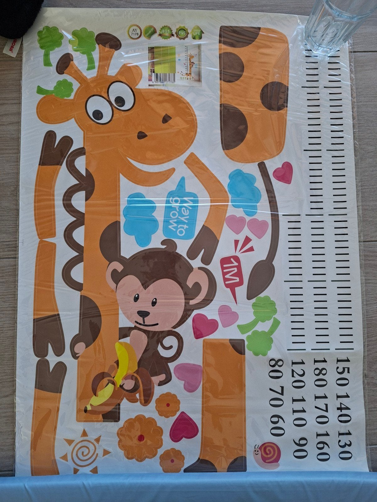 Muursticker Groeimeter Giraffe en Aap - Kinder babykamer, Meerkleurig, Ophalen of Verzenden, Kunststof, Overige stijlen