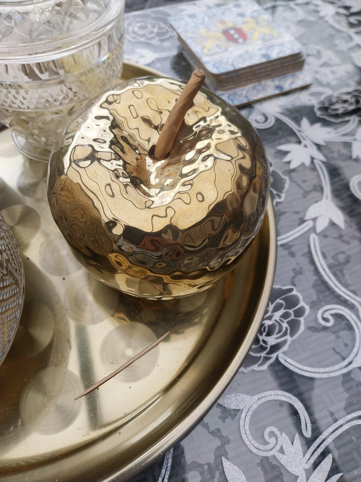 Gouden decoratieve appel, Ophalen of Verzenden, Zo goed als nieuw, Goud, Metaal
