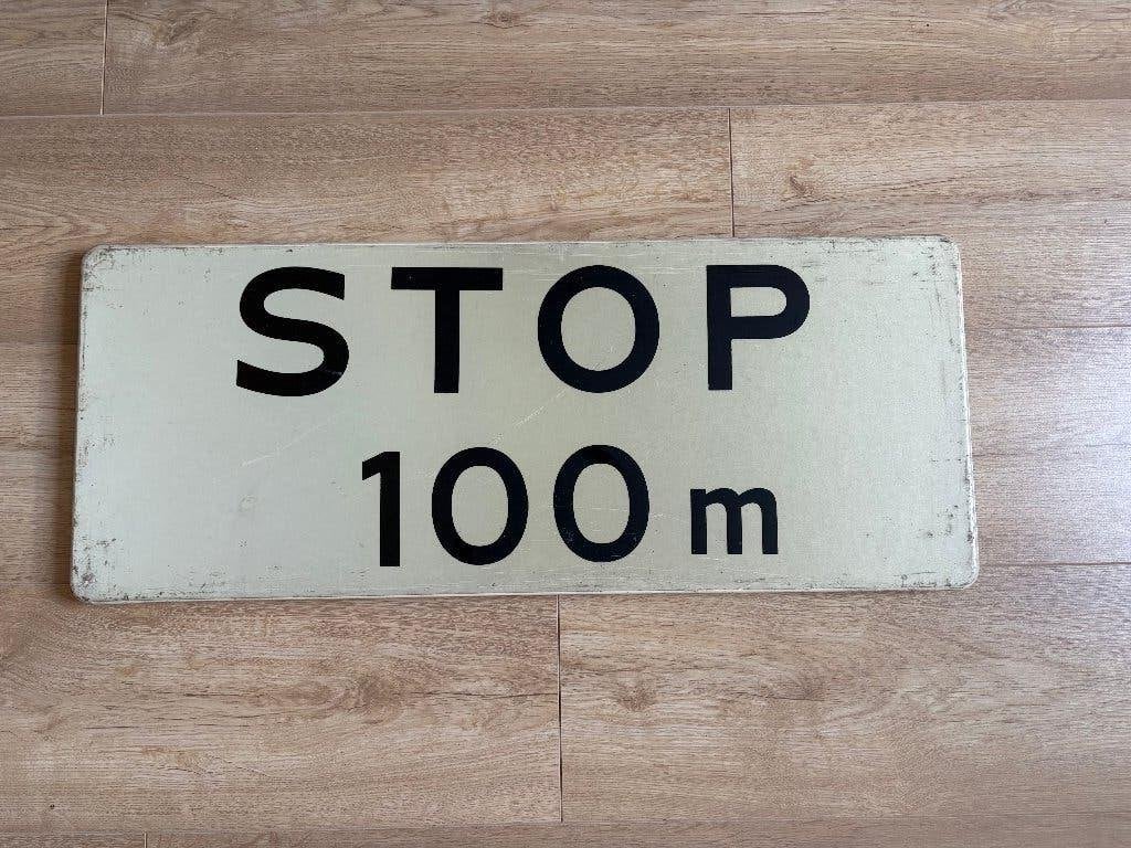 verkeersbord na 100 meter STOP 28 x 70 cm, Ophalen, Overige typen