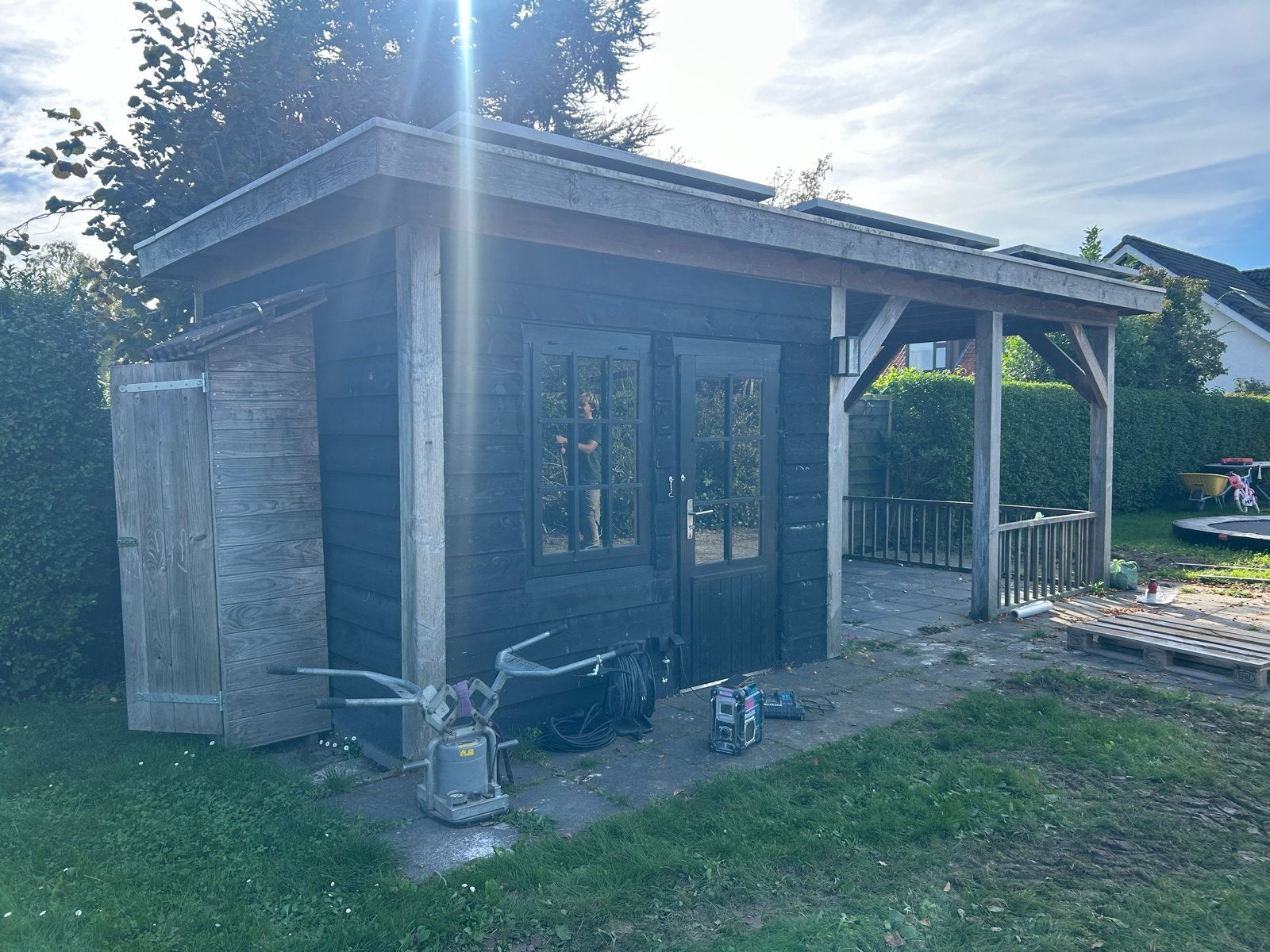 Overkapping met berging - ca. 7x3 meter, Tuin en Terras, Ophalen, Gebruikt, Overige typen