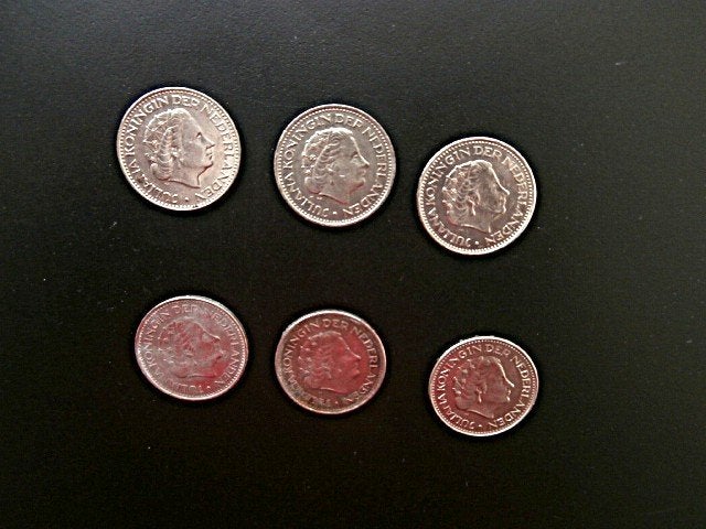 Munten Nederland 1 Gulden 1969 -1971 -1973 -1976 -1977 -1980, Verzenden, Koningin Juliana, 1 gulden, Setje