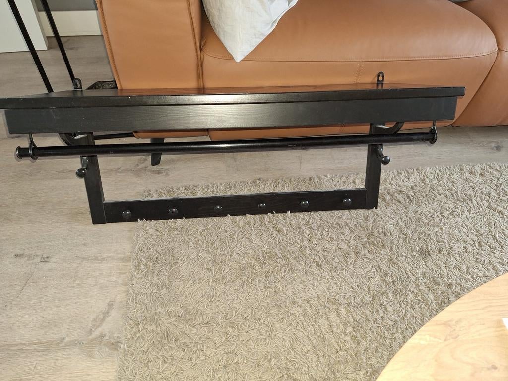 IKEA Kapstok met plank en roede - Zwart!, Wandkapstok, Gebruikt, Ophalen of Verzenden, Minder dan 100 cm