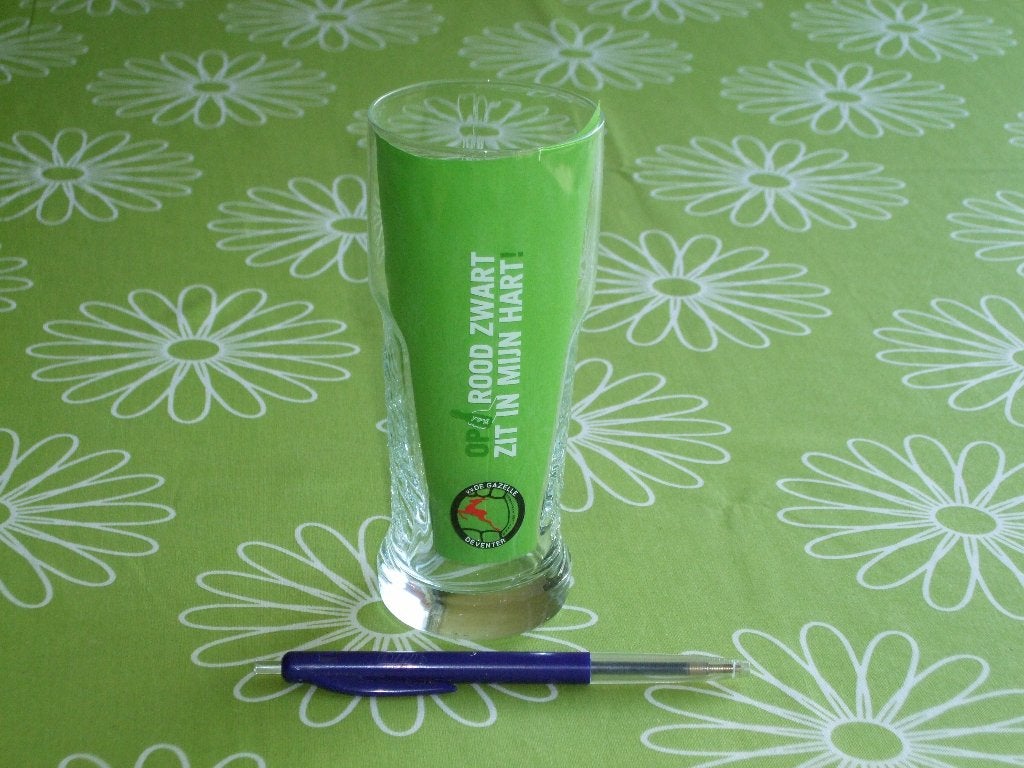 Grolsch vv De Gazelle Deventer - Rood zwart zit in mijn hart, Ophalen of Verzenden, Zo goed als nieuw, Glas of Glazen, Grolsch