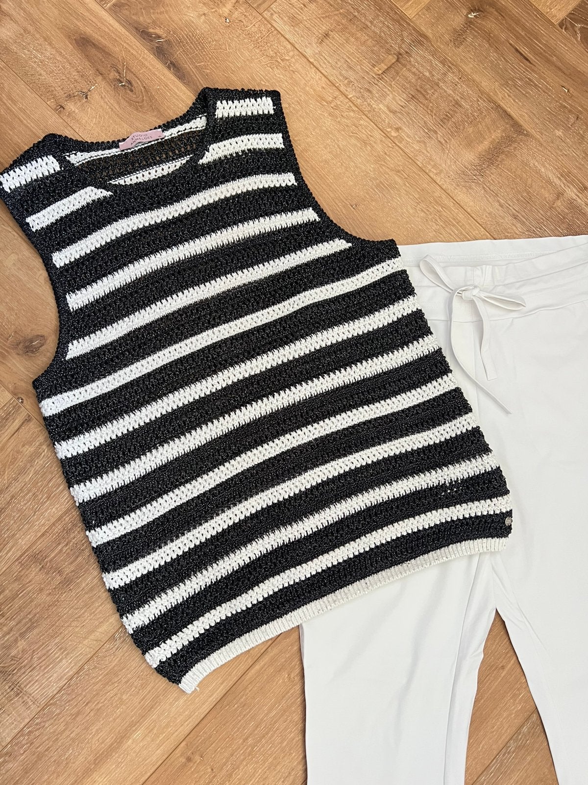 Studio anneloes stripe top XL & startup broek M wit travel, Wit, Maat 46/48 (XL) of groter, Ophalen of Verzenden, Zo goed als nieuw