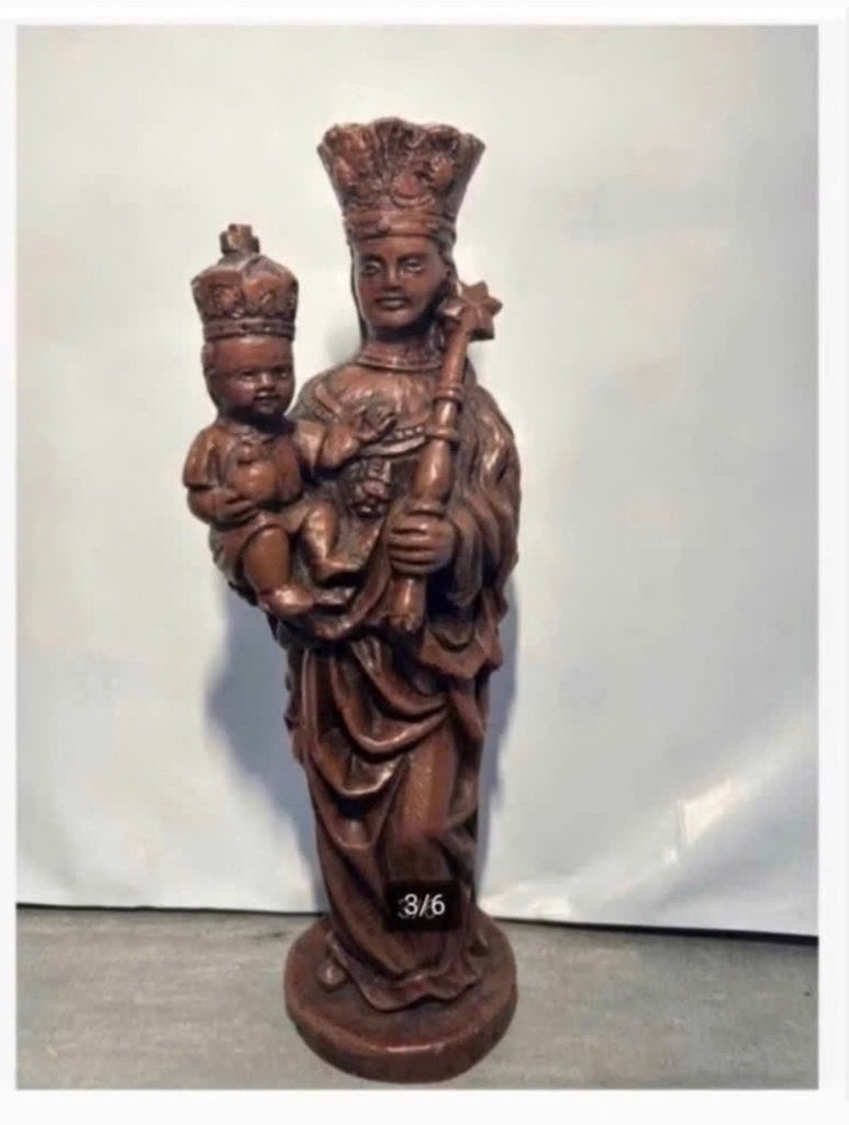 Neo gothic beeld Madonna Maria met kind steen 29 cm, Antiek en Kunst, Ophalen of Verzenden