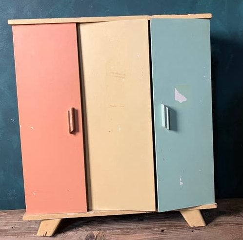 Vintage Poppenkledingkast Jaren '50/'60, Kinderen en Baby's, Ophalen of Verzenden, Gebruikt, Overige typen