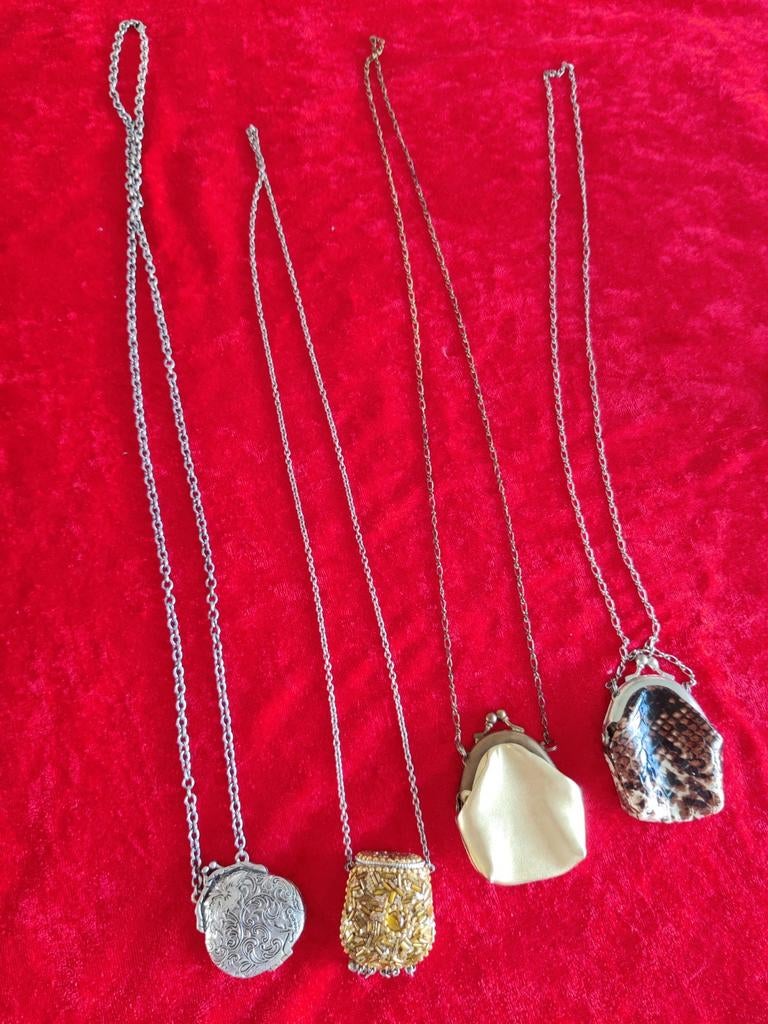 4 Vintage Mini Portemonnees aan Ketting - Diverse Stijlen, Ophalen of Verzenden