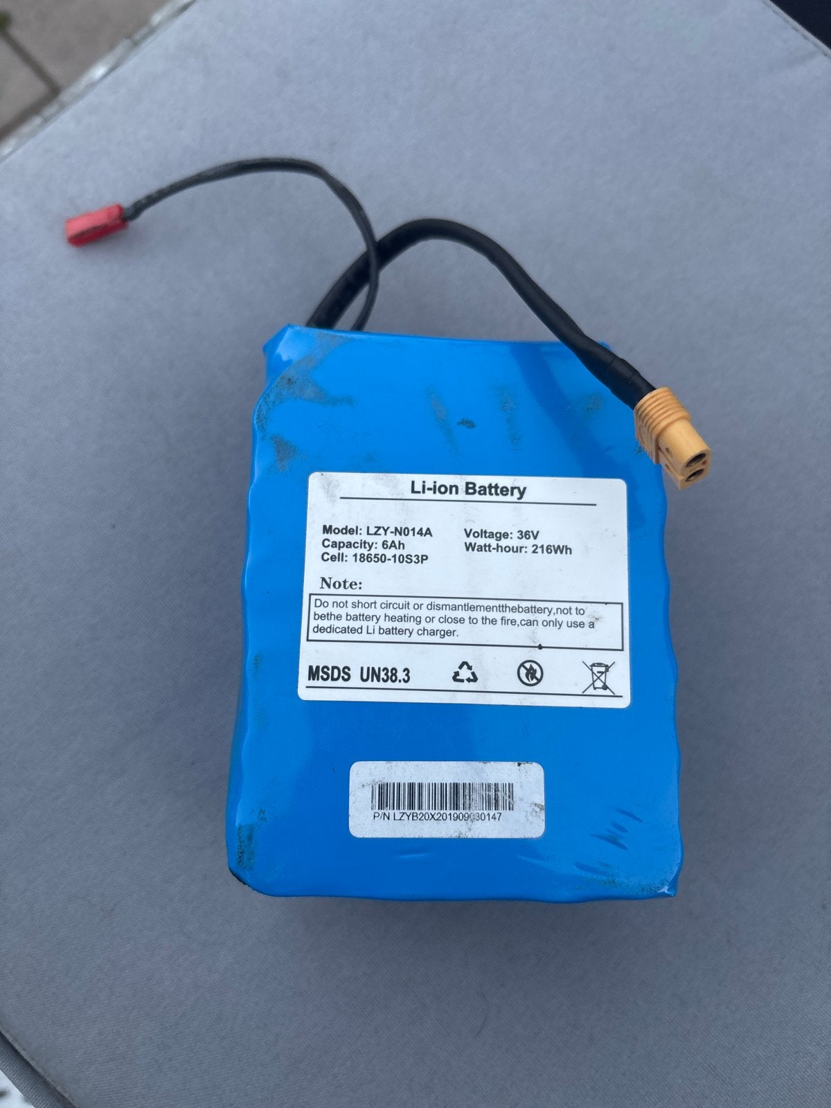 Wingoo B20 Li-ion Batterij 36V 6Ah - LZY-N014A, Gebruikt