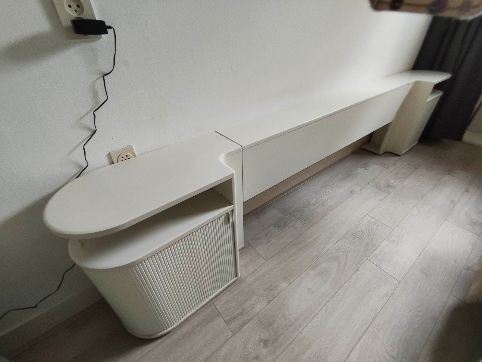 Auping achterwand met roldeur kastjes, matrasmaat 180x200, Ophalen, Gebruikt, 55 tot 70 cm, 65 cm of meer