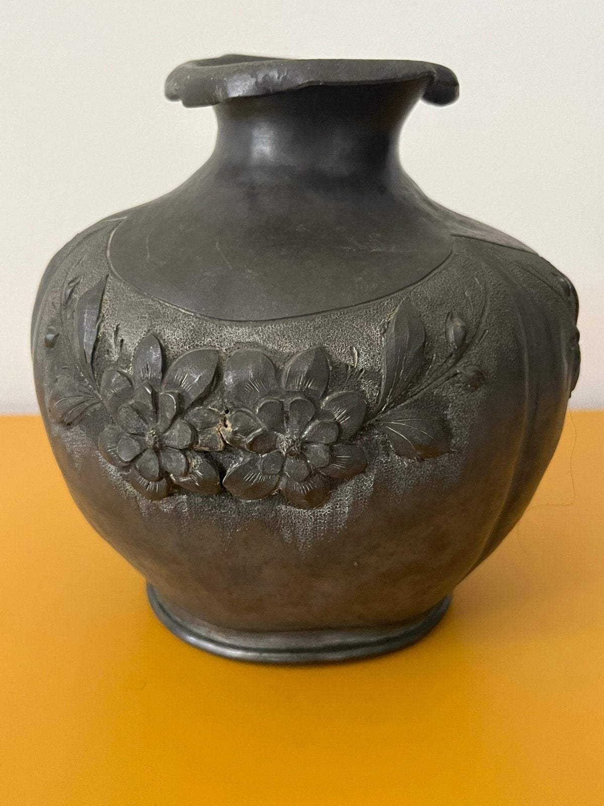 Antieke Franse tinnen vaas – E. Petizon – Étain Artistique, Verzenden