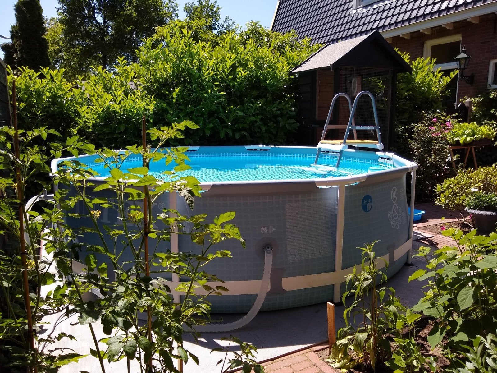Intex Opzetzwembad 305x76, trap, filterpomp, afdekzeil, Ophalen, Gebruikt, Minder dan 80 cm, Rond