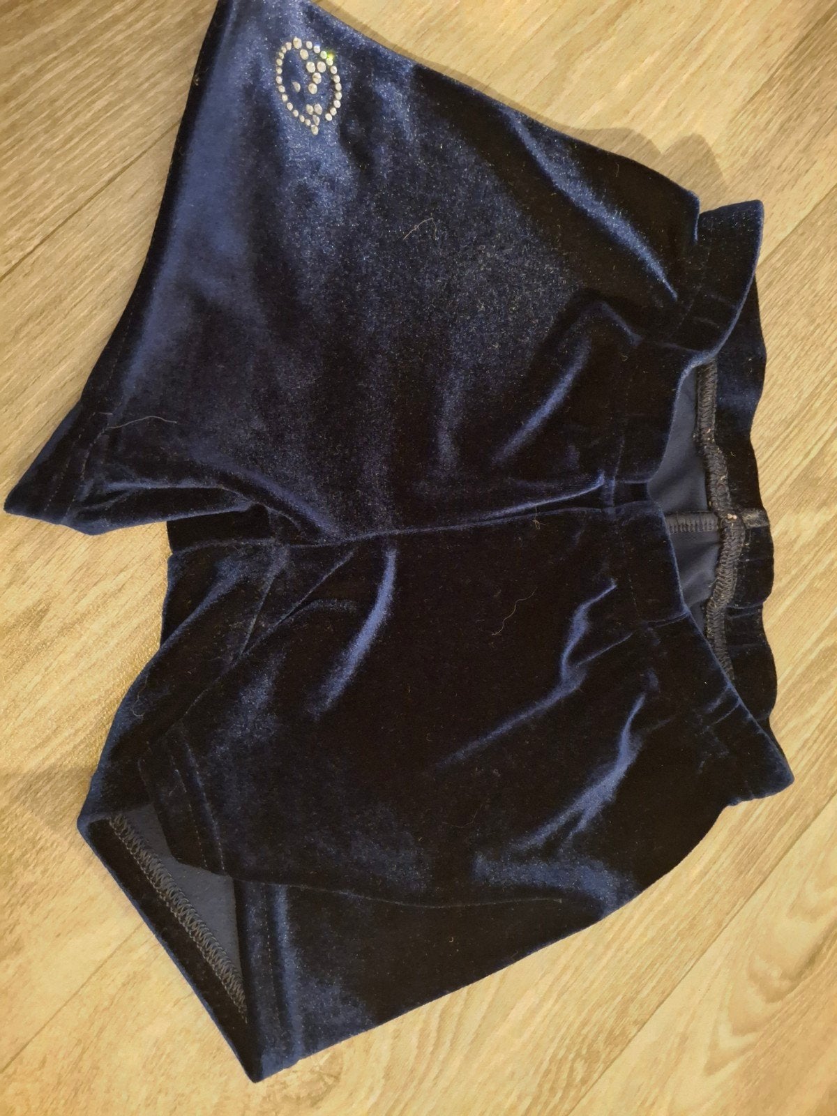 donkerblauw turnbroekje TT gymnastics 140 velours, Zo goed als nieuw, Turnbroekje, Zwart, Kindermaat 122 t/m 140