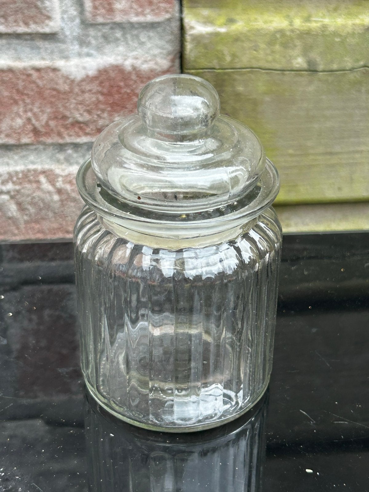 Antieke Glazen pot met deksel, Ophalen of Verzenden