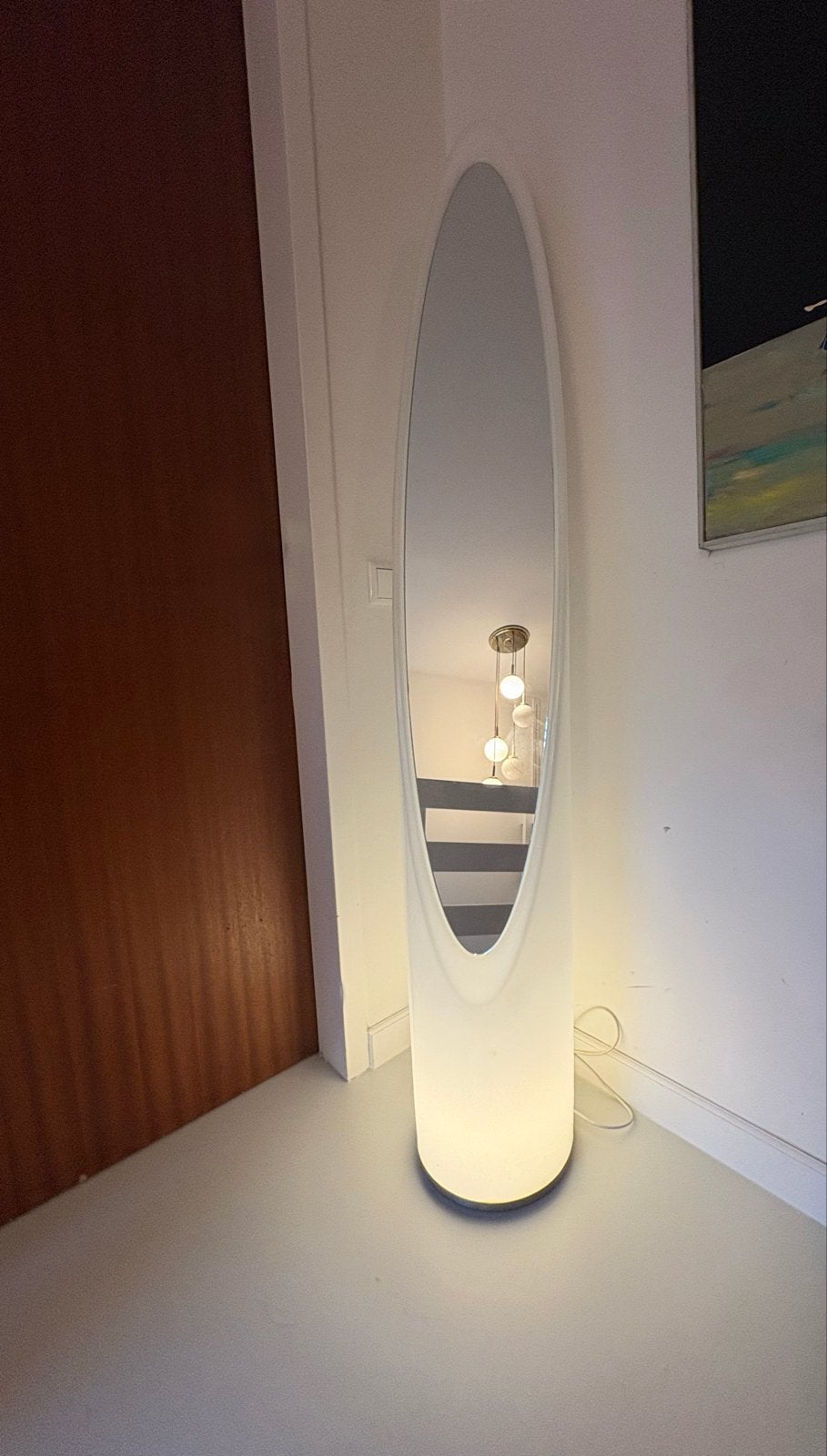 Vintage vloerspiegel met verlichting - Stijl Unghia Bonetto, Ophalen, Minder dan 50 cm, Gebruikt, 150 tot 200 cm
