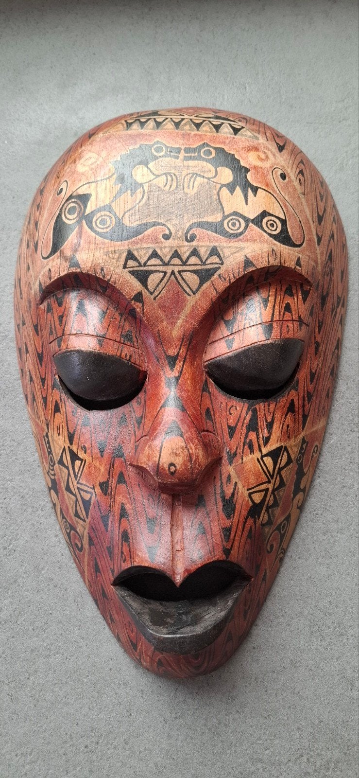 Decoratieve Houten Masker met Etnische Patronen, Ophalen of Verzenden