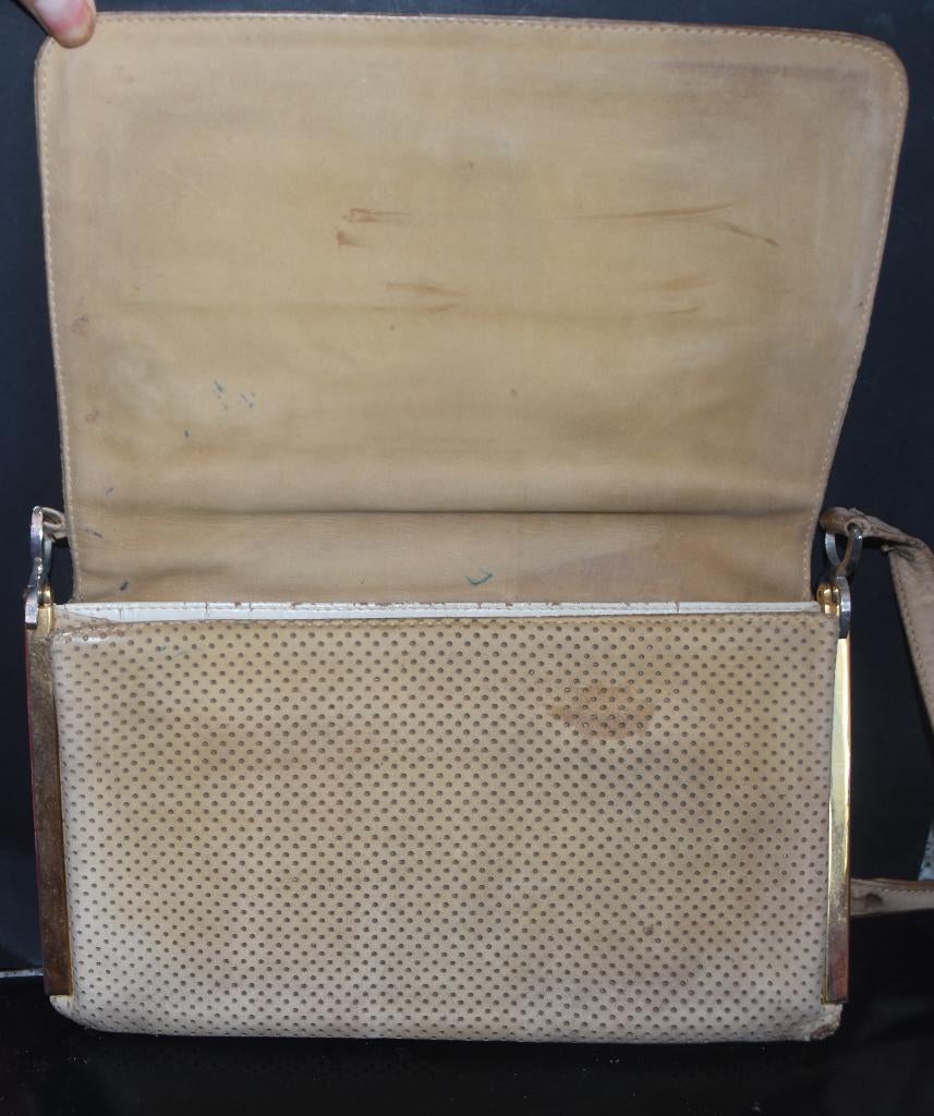 Vintage suede leren Bally handtas damesta, Verzenden, Gebruikt, Bruin, Handtas