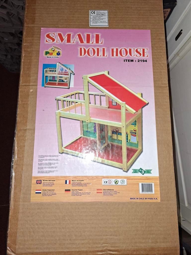Houten Poppenhuis - Klein Model (Nieuw in Doos), Ophalen, Nieuw, Poppenhuis