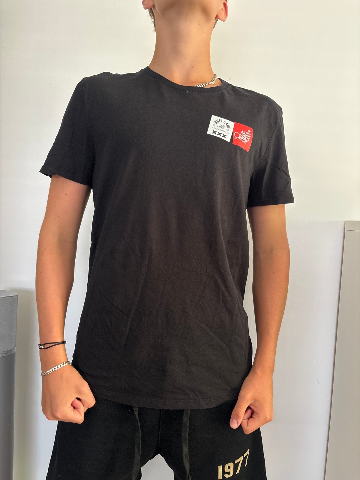Nuff Said Amsterdam T-shirt met prints - Maat L, Ophalen, Gedragen, Maat 52/54 (L), Zwart