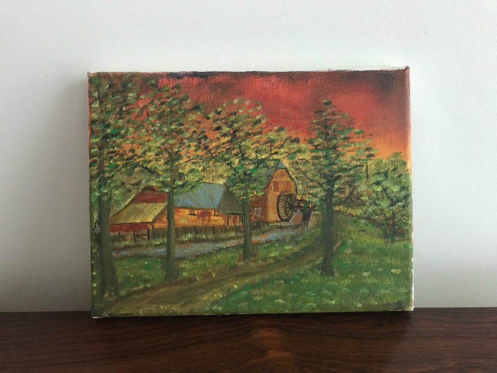 Schilderij schilderijtje landschap op doek, Ophalen of Verzenden