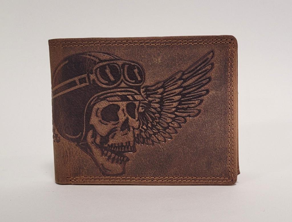 Schedel skull helm portemonnee van echt leer bruin wallet, Sieraden, Tassen en Uiterlijk, Portemonnees, Info@deconoord.nl, Bruin