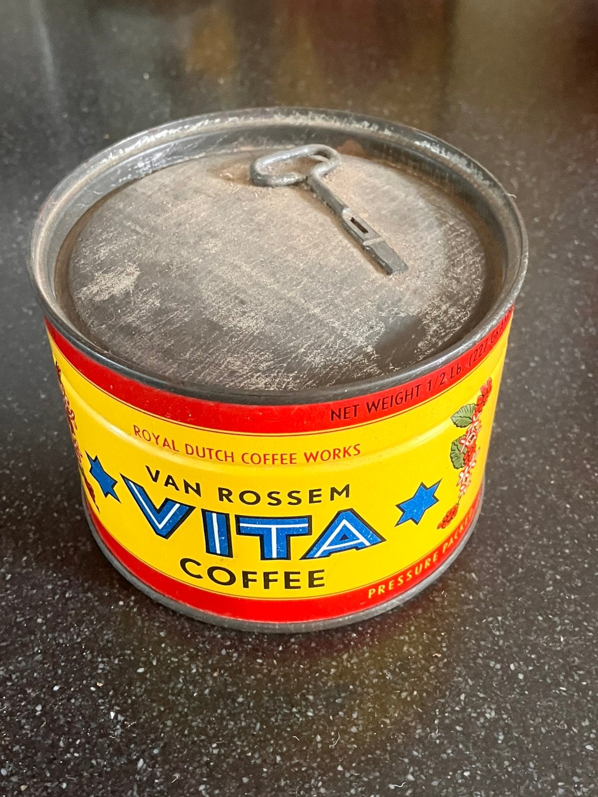 Vintage koffieblik Van Rossem vita Rotterdam koffie blik, Verzamelen, Ophalen of Verzenden, Zo goed als nieuw, Koffie