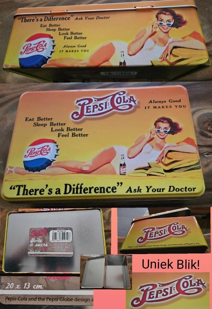 Pepsi Cola blik 'There's a Difference' Ask Your Doctor, gaaf, Verzamelen, Ophalen of Verzenden, Nieuw, Gebruiksvoorwerp