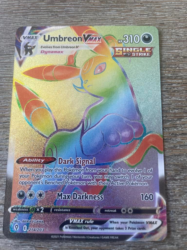Umbreon VMAX Rainbow  Pokémon Kaart, Ophalen, Losse kaart, Foil