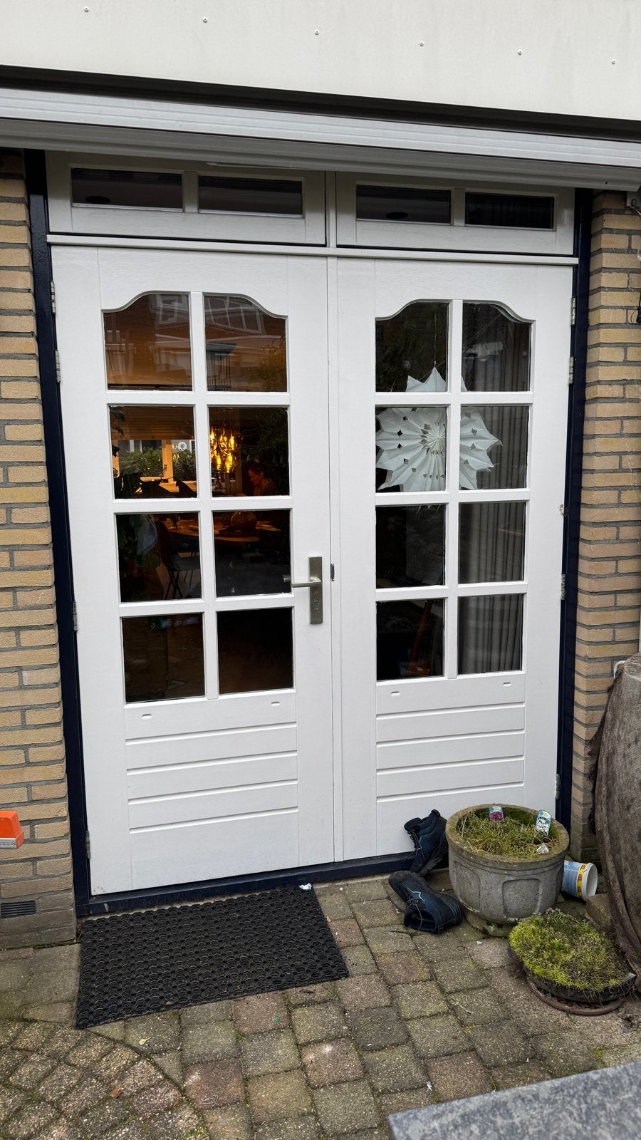 Tuindeuren met glas - Wit, Gebruikt, Ophalen, Gebruikt, 120 cm of meer, Minder dan 200 cm