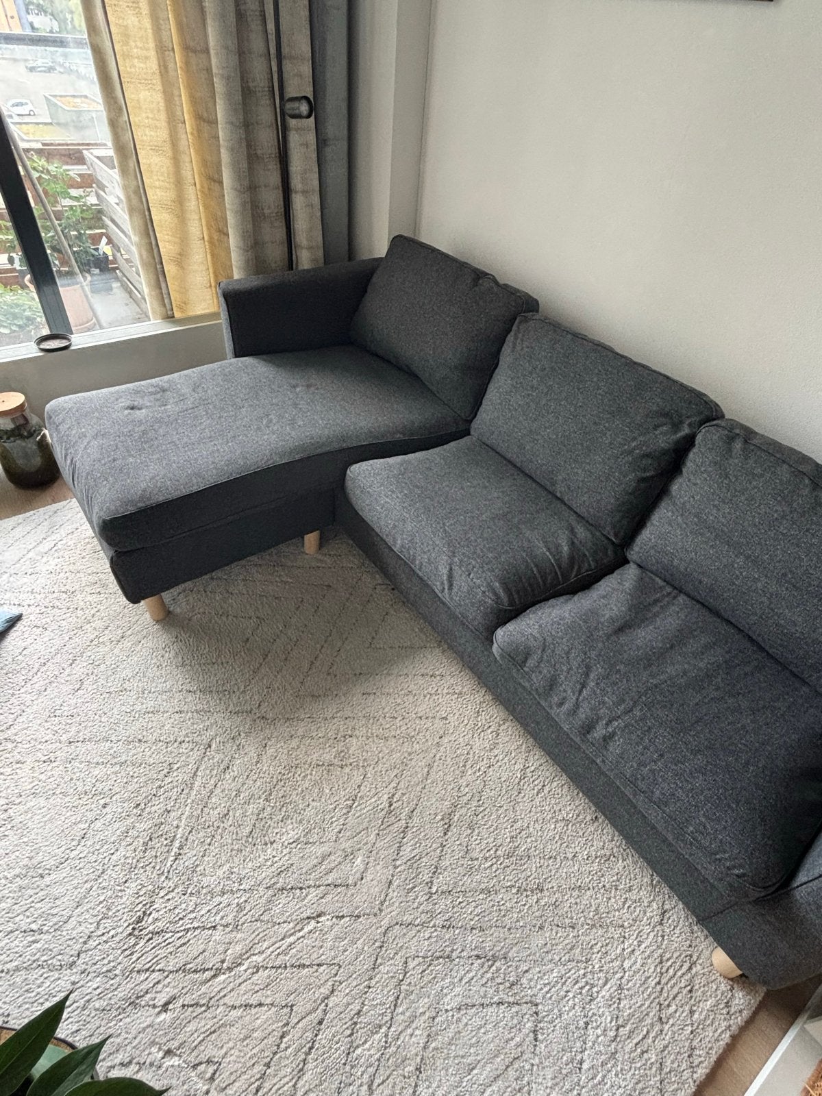 IKEA PÄRUP 3-zits bank met chaise longue, donkergrijs, Ophalen, Gebruikt, 125 tot 150 cm, Hoekbank