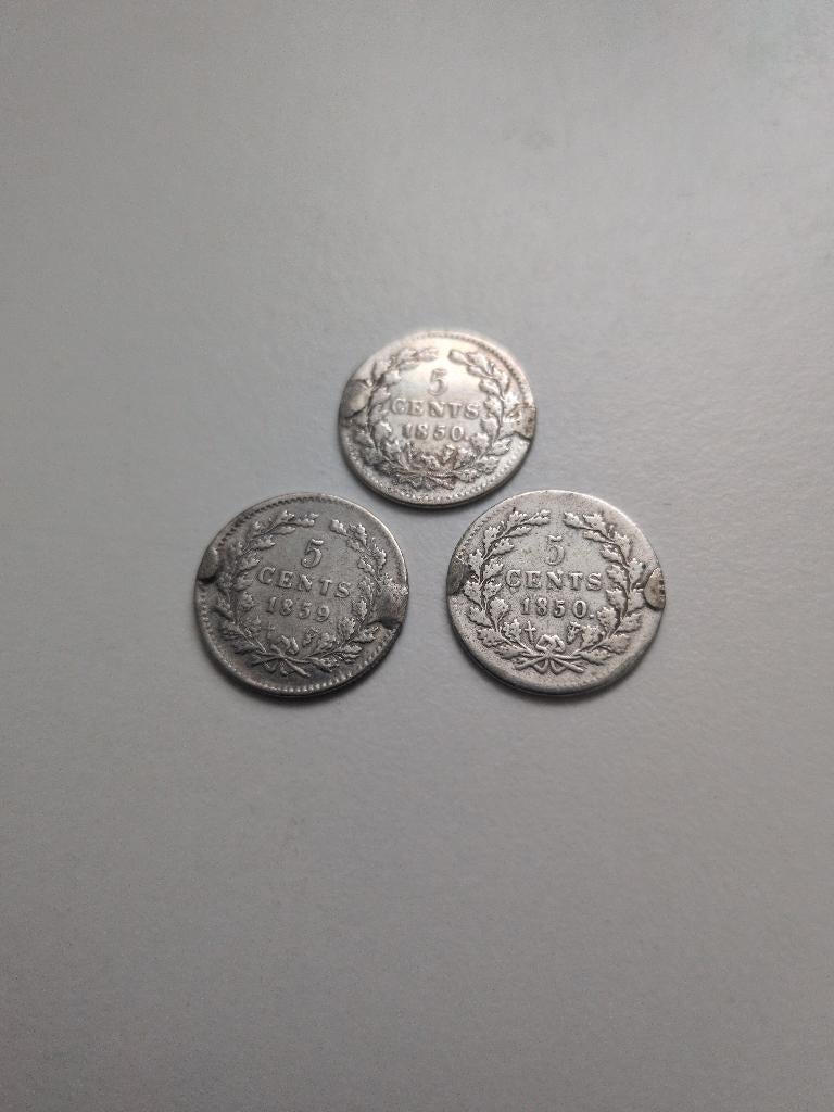 Drie zilveren stuivers Willem 3, Postzegels en Munten, Munten | Nederland, Ophalen of Verzenden, Koning Willem III, Setje, Zilver