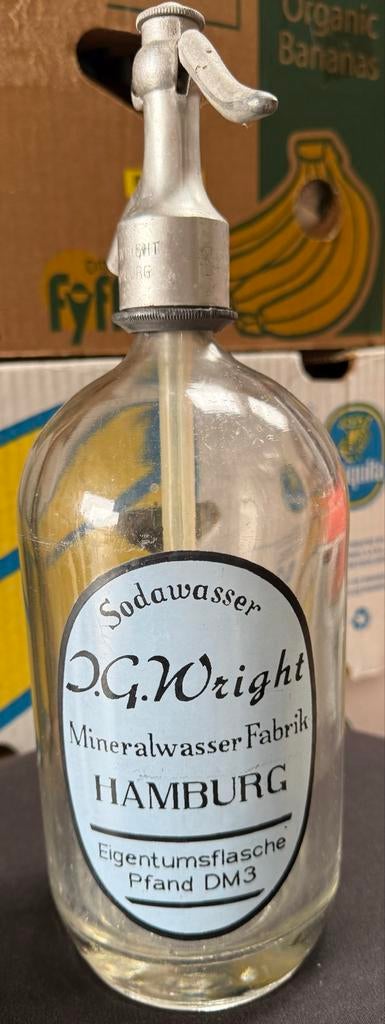 Vintage Spuitwater Syphon J.G. Wright Hamburg, Antiek en Kunst, Antiek | Glas en Kristal, Ophalen of Verzenden