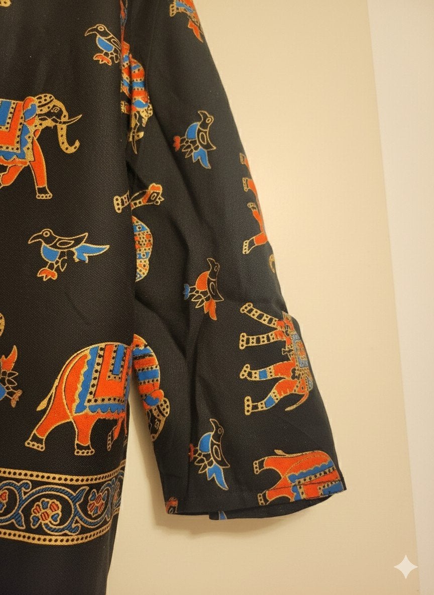 Nieuwe Zwarte Katoenen Kurta uit Rajasthan, Maat L, Kleding | Dames, Verzenden, Nieuw, Maat 42/44 (L), Zwart