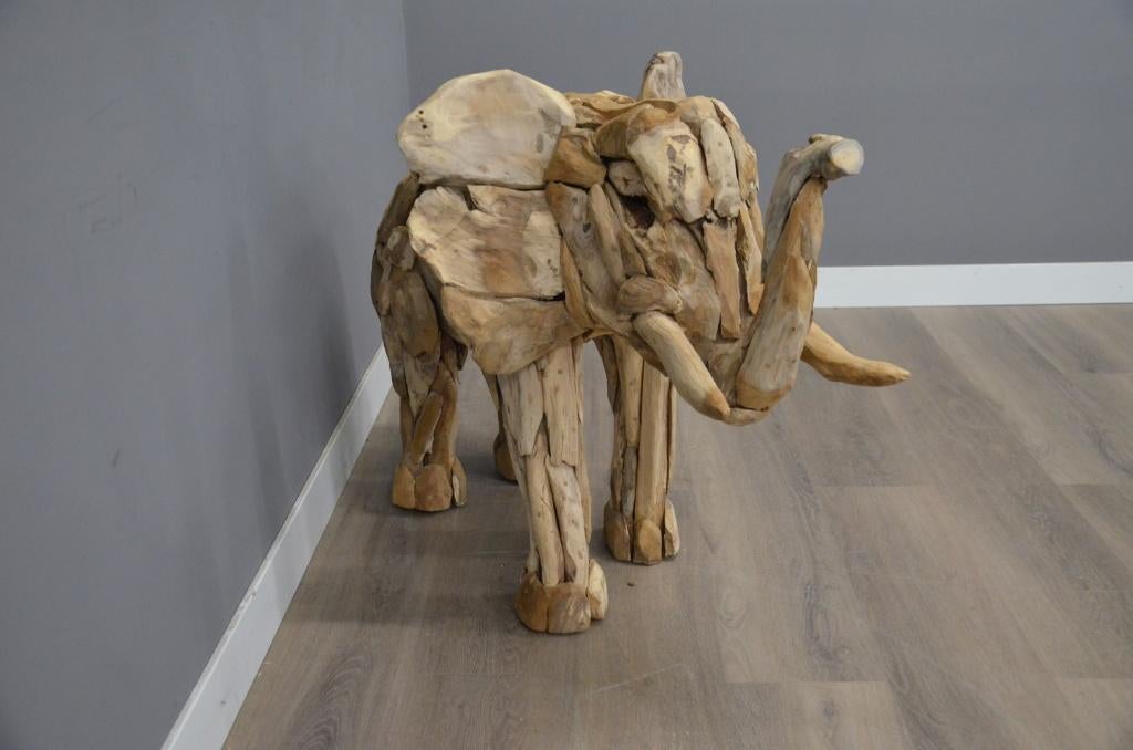 Handgemaakte Olifant van Teakhout (88 cm), Verzenden, Nieuw, Hout