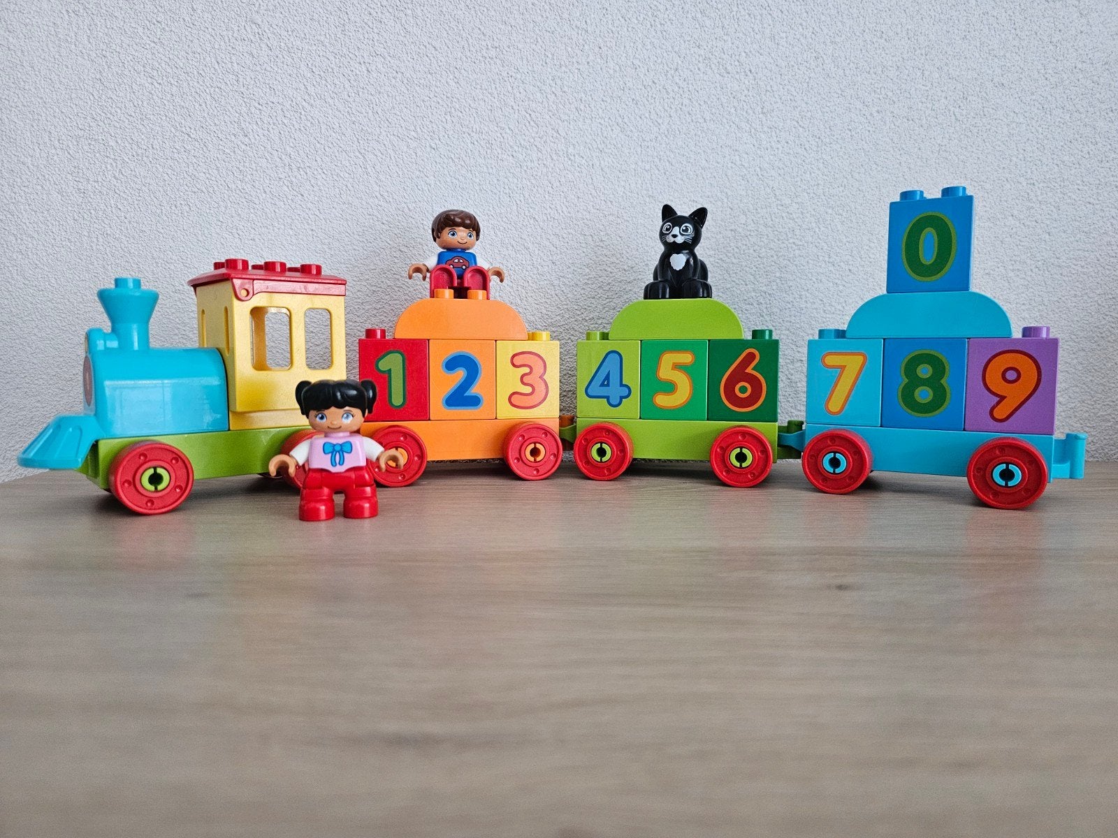 Duplo Cijfertrein met poppetjes en kat, Ophalen, Inclusief minifiguren, Gebruikt, Duplo